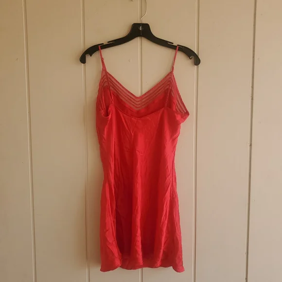 VTG Victoria's Secret LingerieLarge 100% Silk Red Babydoll Slip Dress …